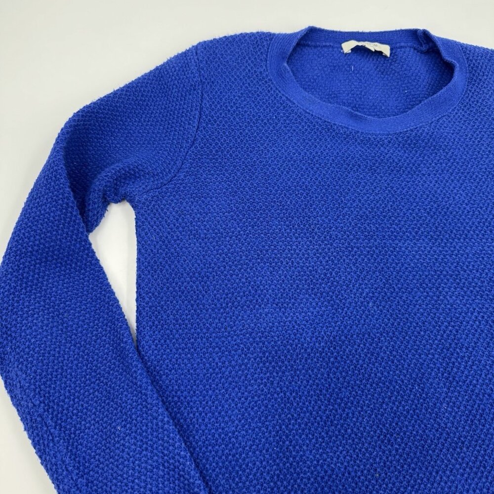 Madewell‎ 1937 Royal Blue Textured Knit Pullover Sweater XS Asymmetrical Hem